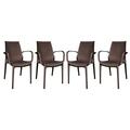 Kd Americana 35 x 21 x 22 in. Kent Outdoor Dining Arm Chair, Brown, 4PK KD3029569
